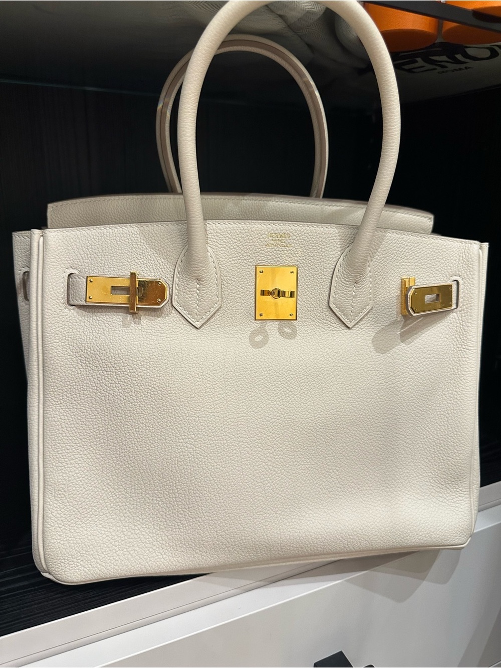 Hermes Birkin 30 Togo Carie White Gold hardware